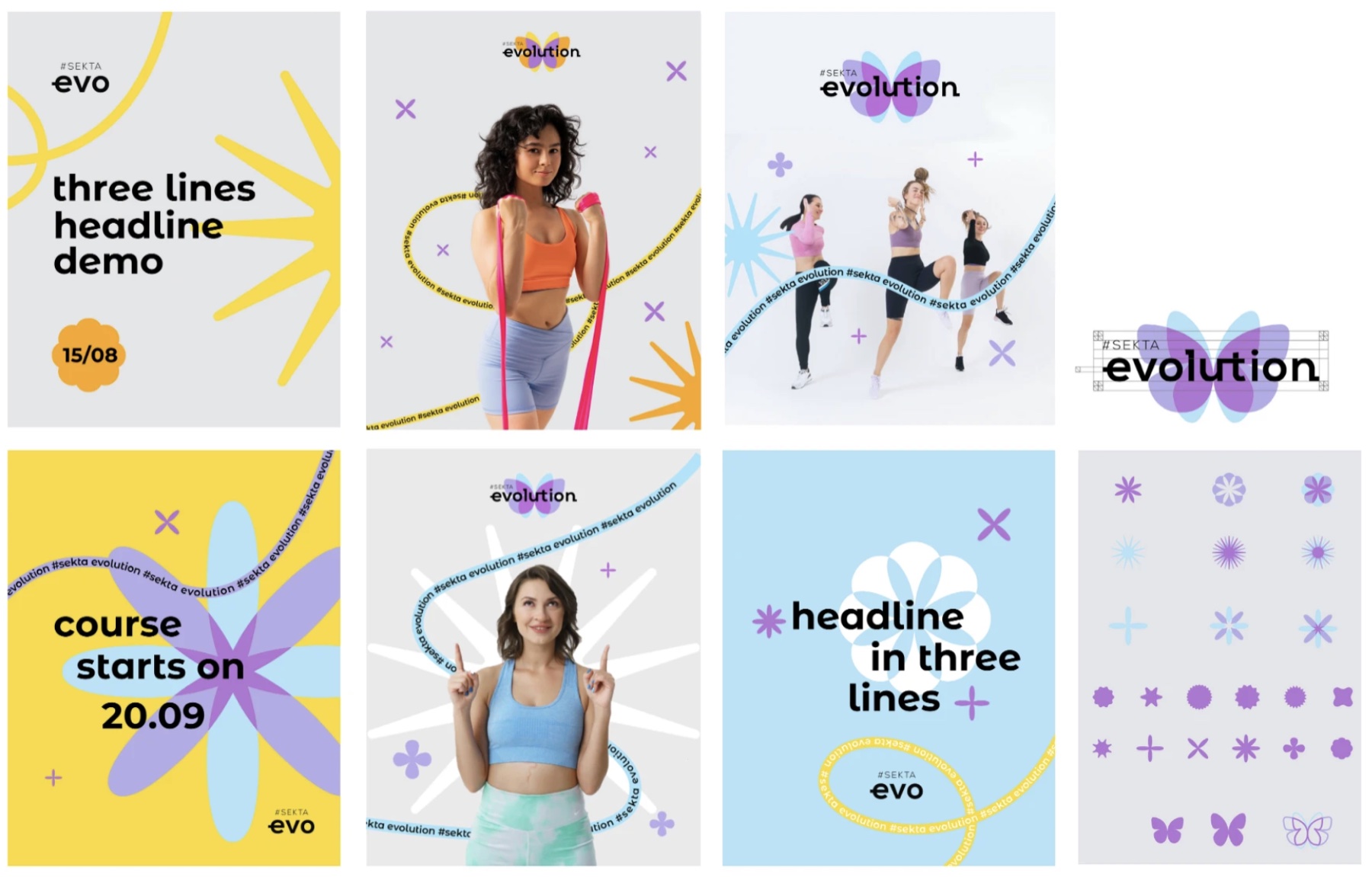 Sekta Evolution design system — social templates, key visuals and iconography